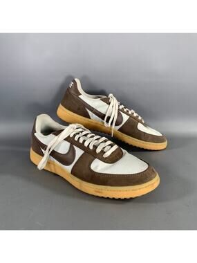 NIKE Size 10.5 Brown Silver Mixed Fabrics Suede Lifestyle Sneakers
